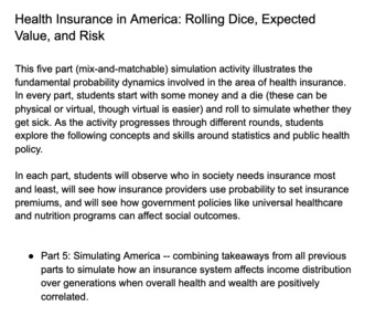 Preview of Simulating Health Insurance in America: Probability, Binomials, Expected Value