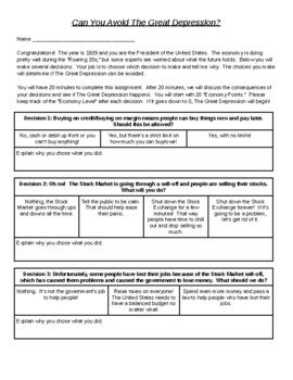 Preview of Simulation Activity: Can You Avoid the Great Depression?