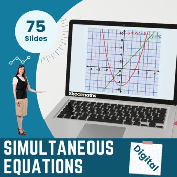 Preview of Simultaneous Equations 9th - 10th Grades No-prep Digital Lesson