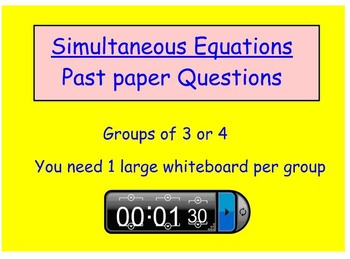 Preview of Simultaneous Equations Group Work Activity