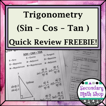 Preview of Right Triangles - Sin Cos Tan Quick Review Freebie!