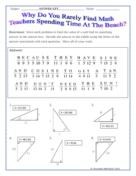 SINE, COSINE AND TANGENT - TRIGONOMETRY IN THE RIGHT TRIANGLE