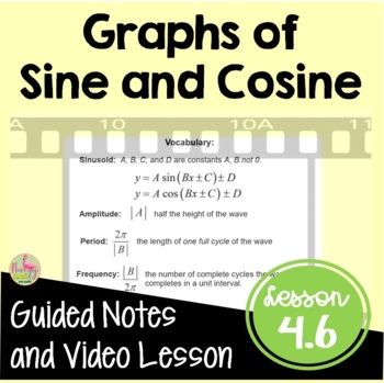 Preview of Sine and Cosine Graphs Guided Notes with Video DISTANCE LEARNING