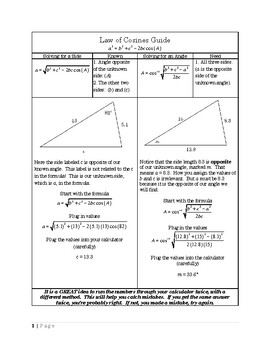 Preview of Sine and Cosine Rule Reference Sheet