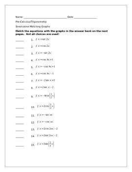 Preview of Sine and Cosine graphing worksheet