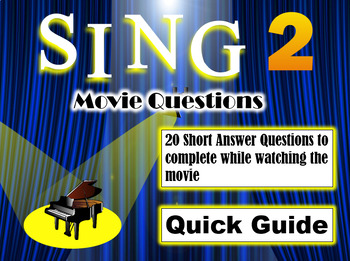 Preview of Sing 2 (2021) - 20 Movie Questions with Answer Key (Quick Guide)