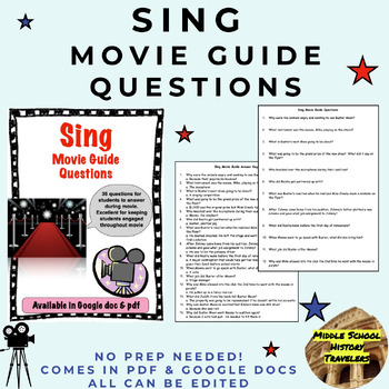 Preview of Sing Movie Guide Questions