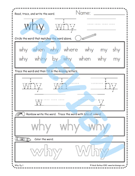 Sight Word WHY - Worksheets & Song - Heidi Songs by HeidiSongs | TpT