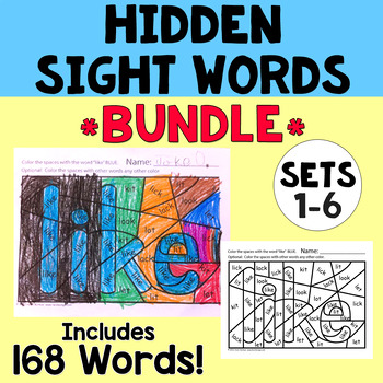 Preview of Hidden Sight Words Set 1-6 Worksheets BUNDLE - Heidi Songs