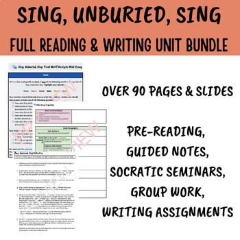 Preview of Sing, Unburied, Sing FULL UNIT (guided reading, seminars, writing assignments)