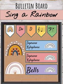 Preview of Sing a Rainbow Music Bulletin Board & Instrument Labels | Editable Google Slides
