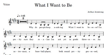 Preview of Singable Primary Song for Concert or Classroom - 'What I Want to Be' - K-3