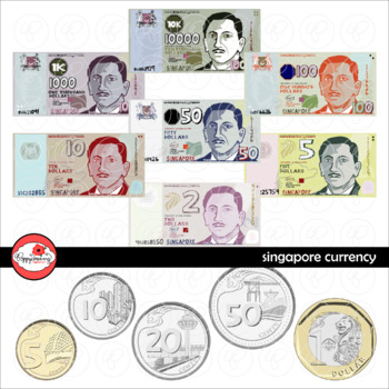 Preview of Singapore Currency Money Clipart Set by Poppydreamz (COLOR AND LINE ART)