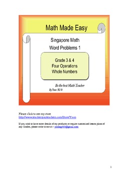 Preview of Singapore Math Word Problem 1 - Grade 3 & 4 Model Method