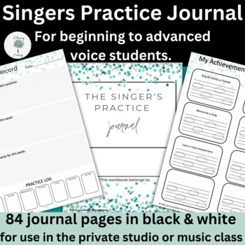 Preview of Singers Practice Journal (Blue & Green) for Elementary-Advanced Music Students