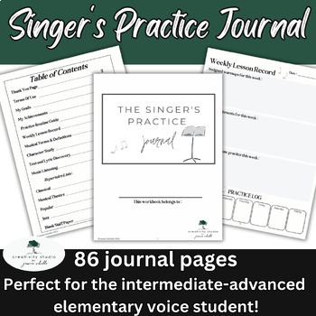 Preview of Singer's Practice Journal in Black & White for Intermediate to Advanced Students