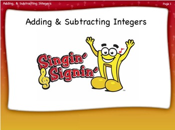 Preview of Adding and Subtracting Integers Lesson by Singin' & Signin'