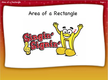 Preview of Area of a Rectangle Lesson by Singin' & Signin'