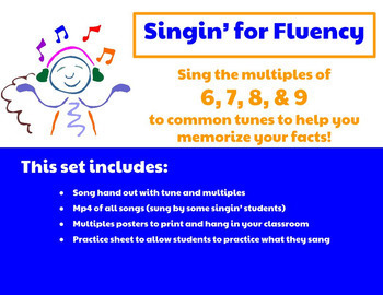 Preview of Singin' for Fluency: Multiplication Songs- Multiples of 6, 7, 8, & 9