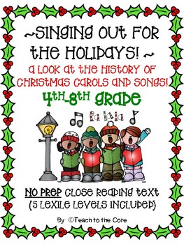 Preview of Singing Out for the Holidays! NO PREP Close Reading Gr. 4-8