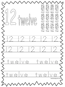 Single Bible Curriculum Worksheet. Trace the Number 12 Preschool Math