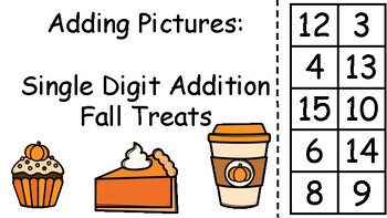 Preview of Single Digit Addition Adapted Book (Fall Treats Foods)