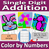 Single Digit Addition - Color by Numbers worksheets