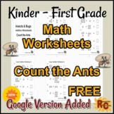 Math Single Digit Addition - Count the Ants Worksheets Free