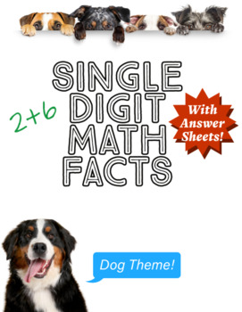 Preview of Single Digit Addition, Dog Theme, Includes Answer Sheets