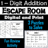 Single Digit Addition Activity: Escape Room Math Breakout Game