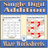 Single Digit Addition - Maze Worksheets