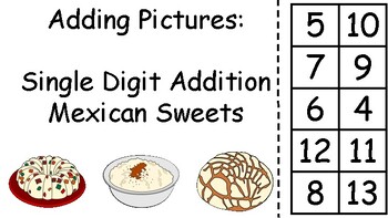 Preview of Single Digit Addition Mexican Sweets Adapted Book (Hispanic Heritage Month)