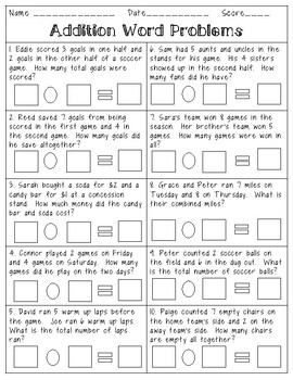 Single Digit Addition Word Problems by Bourne to Teach | TpT