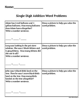 problems word addition digit single