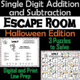 Single Digit Addition and Subtraction Game: Halloween Esca