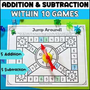 Preview of Single Digit Addition & Subtraction Within 10 Math Center Games & Equations