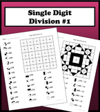 Single Digit Division Color Worksheet #1