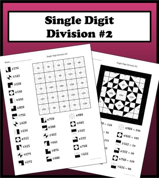 Preview of Single Digit Division Color Worksheet #2