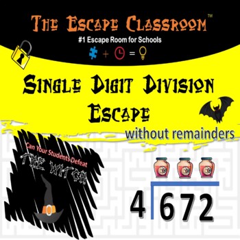 Preview of Single Digit Division Escape Room | The Escape Classroom