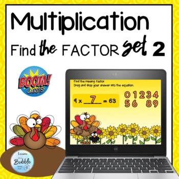 Preview of Single Digit Multiplication | Fill in the Factor #Fall Boom Card Activity