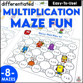 Preview of Single Digit Multiplication Mazes - Multiplication Review