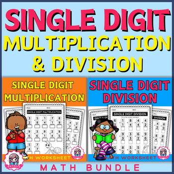 Preview of Single Digit Multiplication and Division Worksheets Bundle | Math Fluency