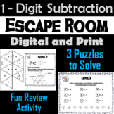 Single Digit Subtraction Activity: Escape Room Math Breakout Game