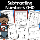 Single Digit Subtraction Numbers to 10 Leveled Worksheets 