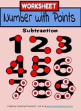 Single Digit Subtraction Worksheet with Touch Number and Dots