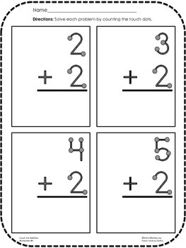 addition worksheets touch dots singledouble digit no