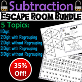 Single, Double and Triple Digit Subtraction Escape Room Ma