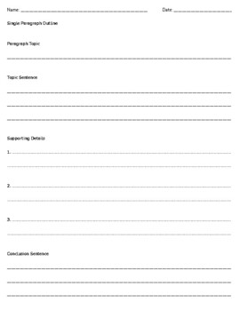 Single Paragraph Quick Outline by Isaac's Worksheets | TPT