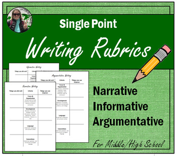 Preview of Single Point Writing Rubrics