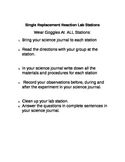 Single Replacement Chemical Reactions Lab Stations